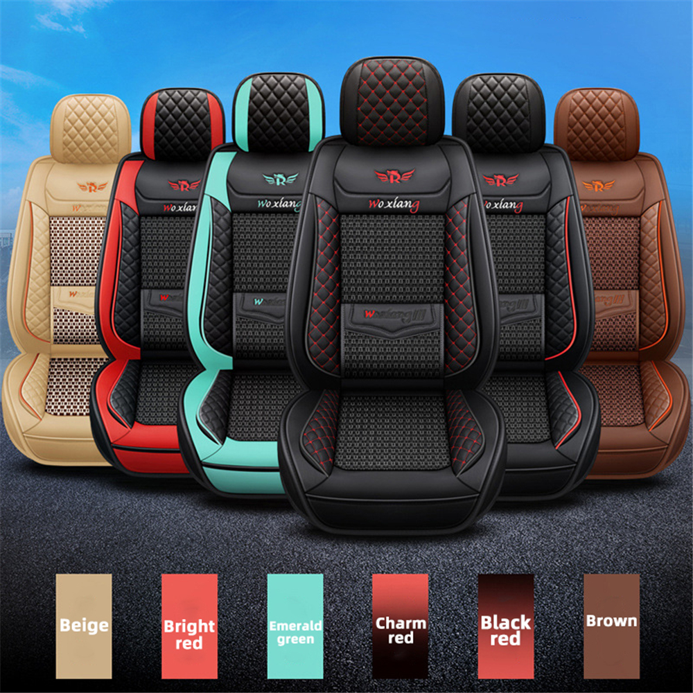 CNWAGNER Luxury Universal Leather Linen Auto Car Seat Cover Full Seat Cover 